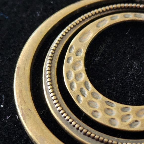 Antique Brass Gold Circle Pendant Cookie Lee Necklace NWT - Picture 6 of 12